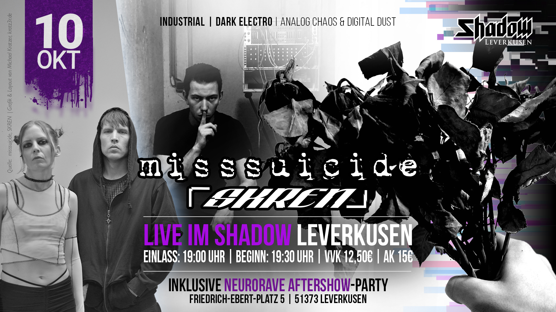 Flyer for MissSuicide Live at Shadow Leverkusen (DE)