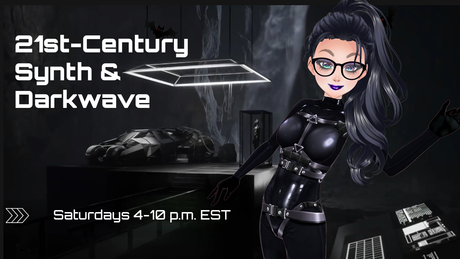 Flyer for MATRIX Synth & Darkwave 🦇 | Futurepop | EBM | Saturdays | Friendly chat. Come on in and say hi!