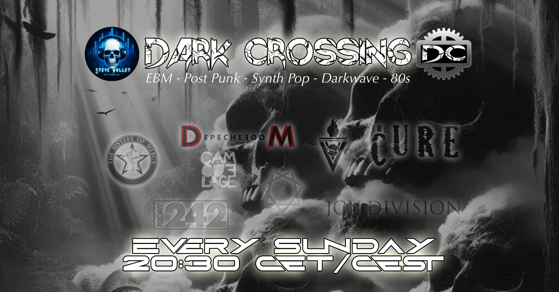 Flyer for Dark Crossing® - EBM, Post Punk, Synth Pop, Darkwave, 80s and more